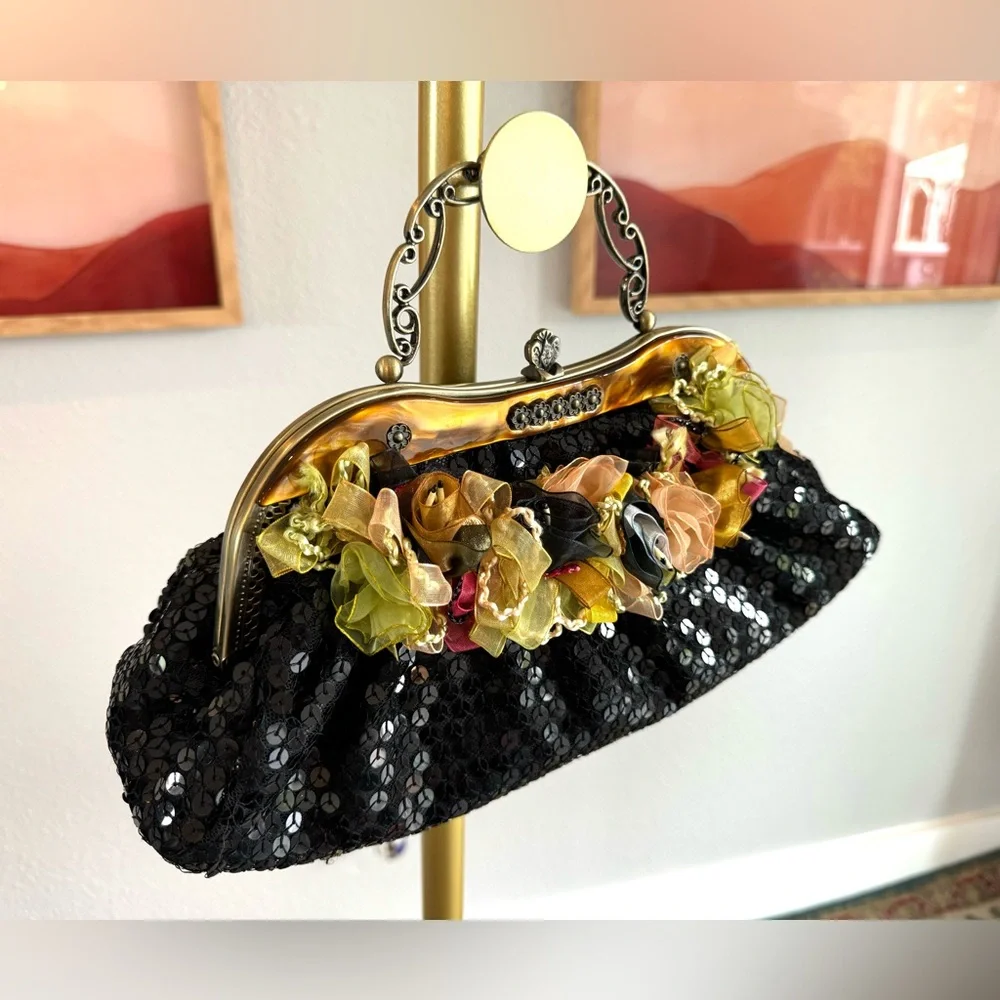 Vintage Sequined Floral Handbag